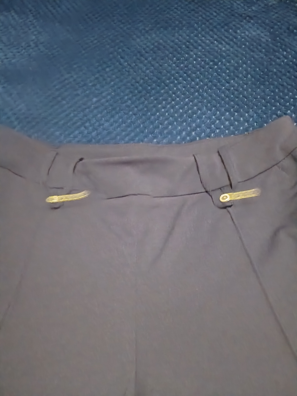 Navy Trousers with Gold Accent